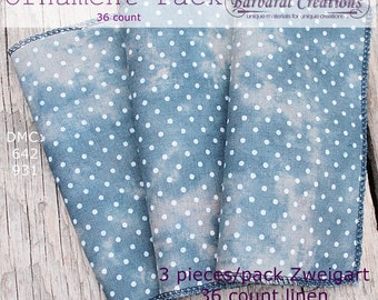 Blau gefärbtes Leinen Stoffpaket für Kreuzstich und Stickerei - Old Dotty Blue 20x20 cm