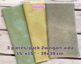 16 count OPALESCENT aida package for cross stitching - Moss