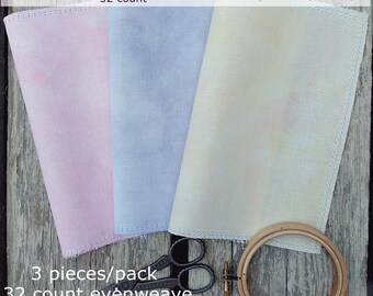 Handgefärbtes 32fädiges ORNAMENTEN-PAKET Evenweave - Pastel Dreams