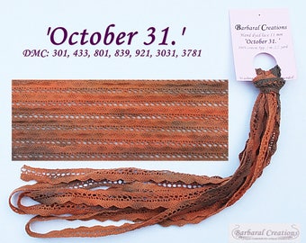 Hand dyed 2.2 yard 11 mm wide cotton lace, dentelle - 'October 31.'