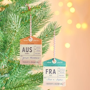 Etichetta per bagagli in legno personalizzata, decorazione natalizia da viaggio