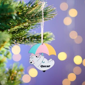 Personalised Children's Bear Christmas Decoration