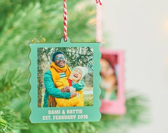 Personalised Colourful Wavy Photo Christmas Tree Decoration