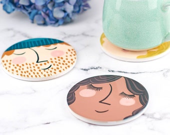 Personalised Couples Ceramic Face Coasters