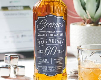 Étiquette de whisky vintage vintage d’anniversaire métallique personnalisée