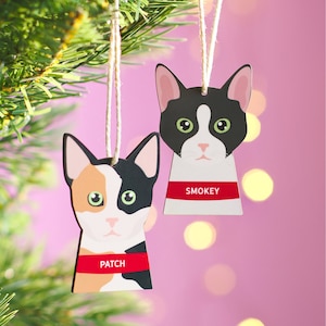 Personalised Cat Hanging Christmas Decoration