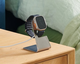 Soporte de carga de acero inoxidable para Apple Watch, base de mesilla