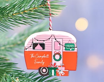 Personalised Festive Caravan Christmas Decoration