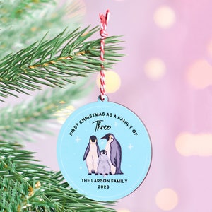Personalised &#39;Our First Christmas Of Three&#39; Christmas Bauble, First Christmas as a Family of Three, First Year as a family Christmas Bauble