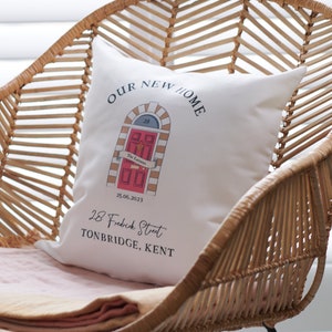 Personalised 'New Home' Front Door Cushion - Custom Address and Text