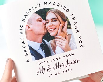 Personalised Set Of Wedding Thank You Photo Cards, Custom Thank You Cards with Photo, Personalised Wedding Appreciation Cards