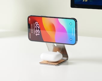 NightStand for iPhone and Airpods or Watch | Docking Station Phone Stand, MagSafe Stand, StandBy Mode Stand, Phone Holder, Apple Watch Stand