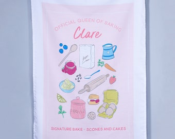 Personalised Queen of Baking Tea Towel