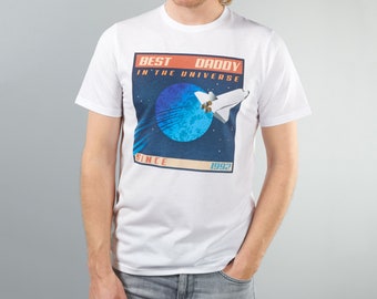 Personalisiertes Weltraum-T-Shirt „Der beste Papa im Universum“