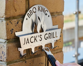 Gepersonaliseerd roestvrijstalen BBQ-gereedschapsrek