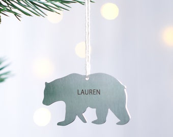Personalised Stainless Steel Polar Bear Decoration