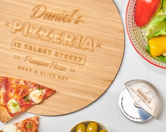 Personalised Pizza Board And Cutter Set