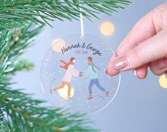 Personalised Ice Skating Acrylic Bauble Decoration