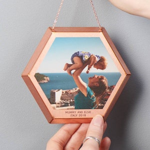 Personalised Hanging Hexagonal Copper Photo Print