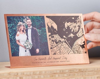 Personalised Solid Copper Photo And Map Print