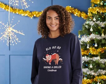 Organic Cotton Sloth Christmas Jumper