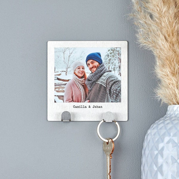 Personalised Stainless Steel Couples Photo Key Hook