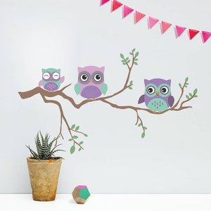 Handmade self-adhesive transparent sticker from painted watercolor-owl-hand-drawn wall art Decals from UK Decal
