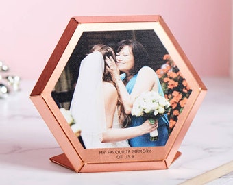 Impresión fotográfica hexagonal de cobre personalizada