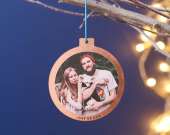 Personalised Solid Copper Photo Christmas Bauble
