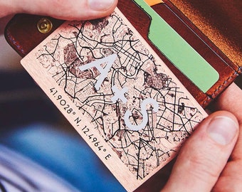 Personalised Copper Special Location Map Wallet Card