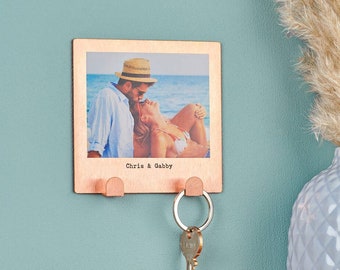 Personalised Solid Copper Couples Photo Key Hook