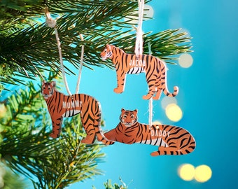 Décorations personnalisées de noël de famille de tigre