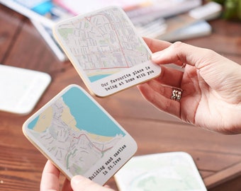 Personalised Set Of Four Map Location Coasters