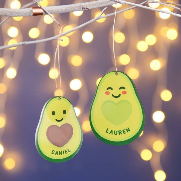 Personalised Couples Avocado Christmas Decoration