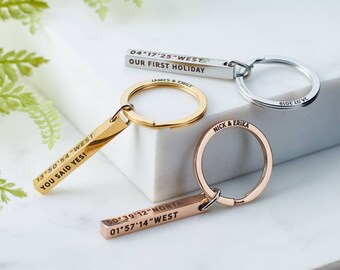 Custom coordinates urban wood keychain mothers day anniversary gift birthday gift personalized gift wedding gift