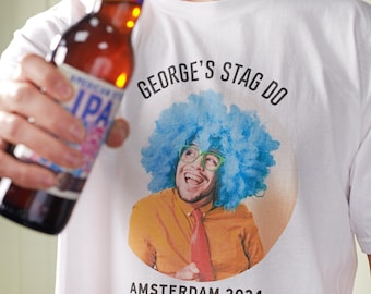 T-shirt in cotone personalizzata con la tua foto, maglietta personalizzata con foto, regalo per compleanni, addio al celibato/nubilato, crea la tua maglietta