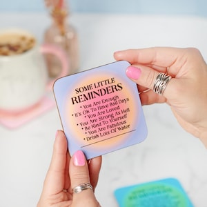 マインドフルリマインダーコースター、気分を高めるトークンギフト、ポジティブな励ましの装飾、友人へのギフト、ポジティブなギフトコースター