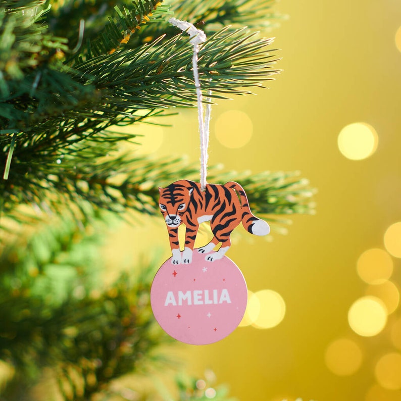 Personalised Children's Tiger Christmas Decoration image 2