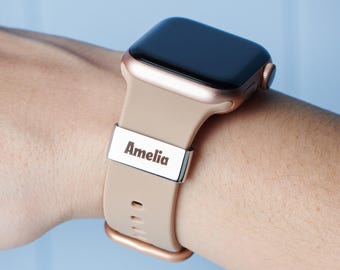 Personalised Name Apple Watch Charm - Custom Strap Accessory, Engraved Jewellery, Teen Gift, Luxe Stainless Steel Charm, Stocking Filler