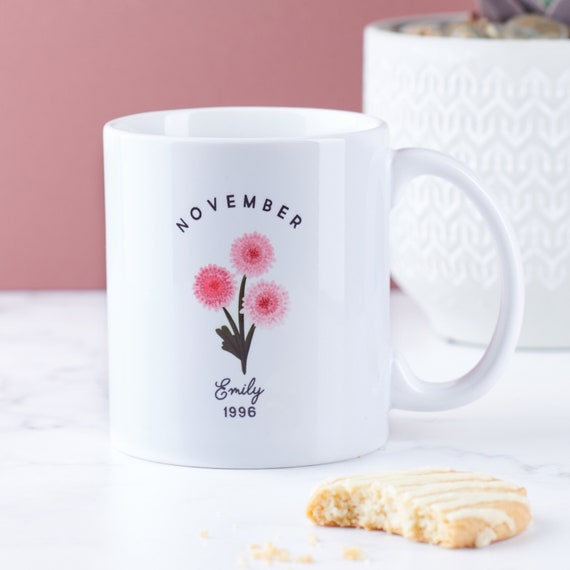 Personalised Birth Flower Mug | Etsy