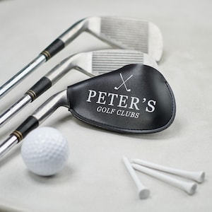 Personalised Faux Leather Iron Head Golf Club Cover, Custom Golf Gift for Him, Waterproof PU Leather with Velcro Fastening