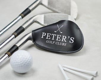 Personalised Faux Leather Iron Head Golf Club Cover