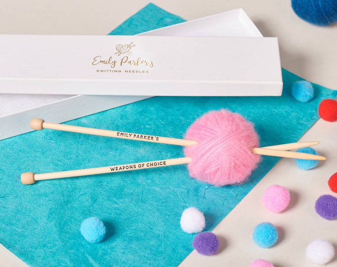 Personalised Knitting Needles With Box