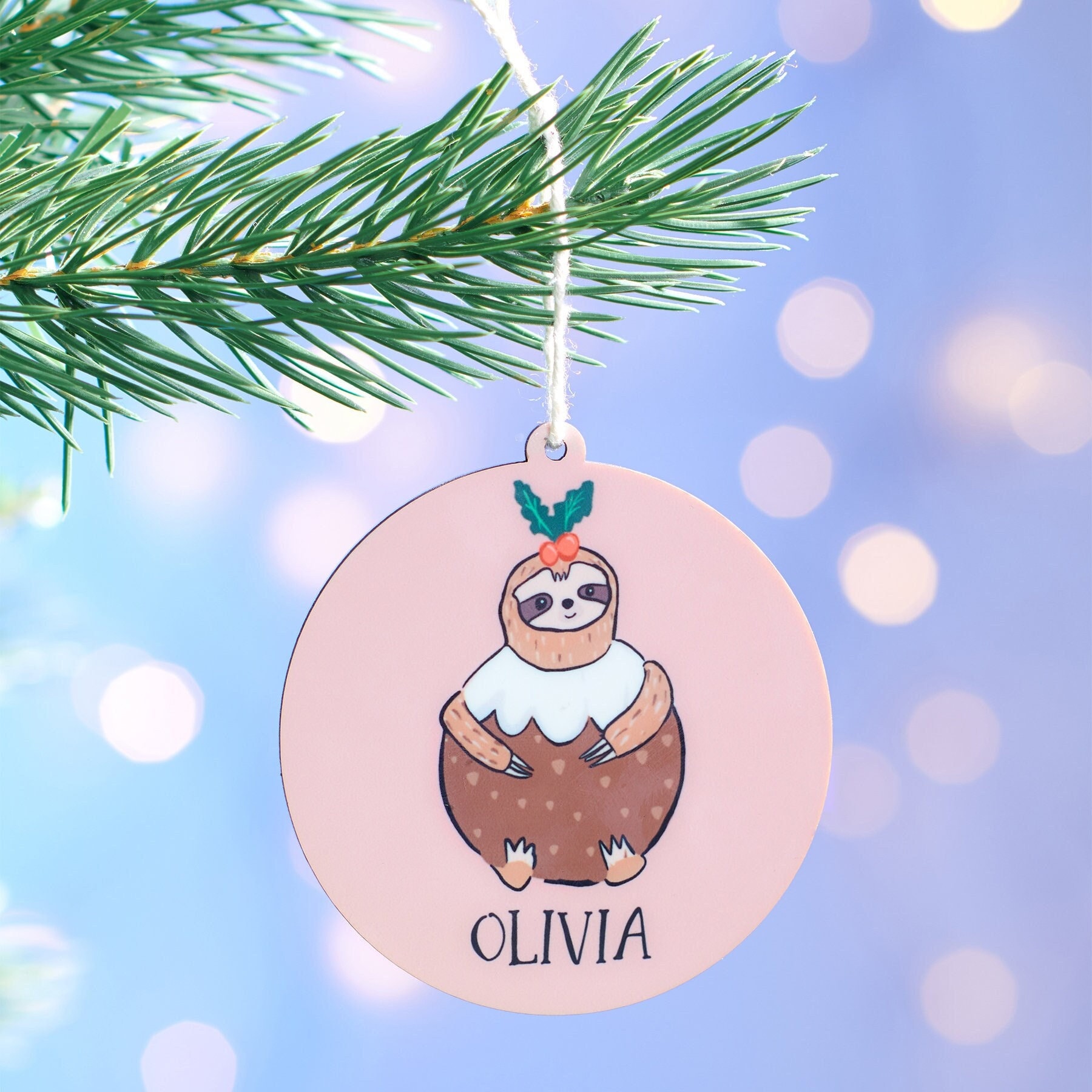 Personalised Sloth Christmas  Ornaments