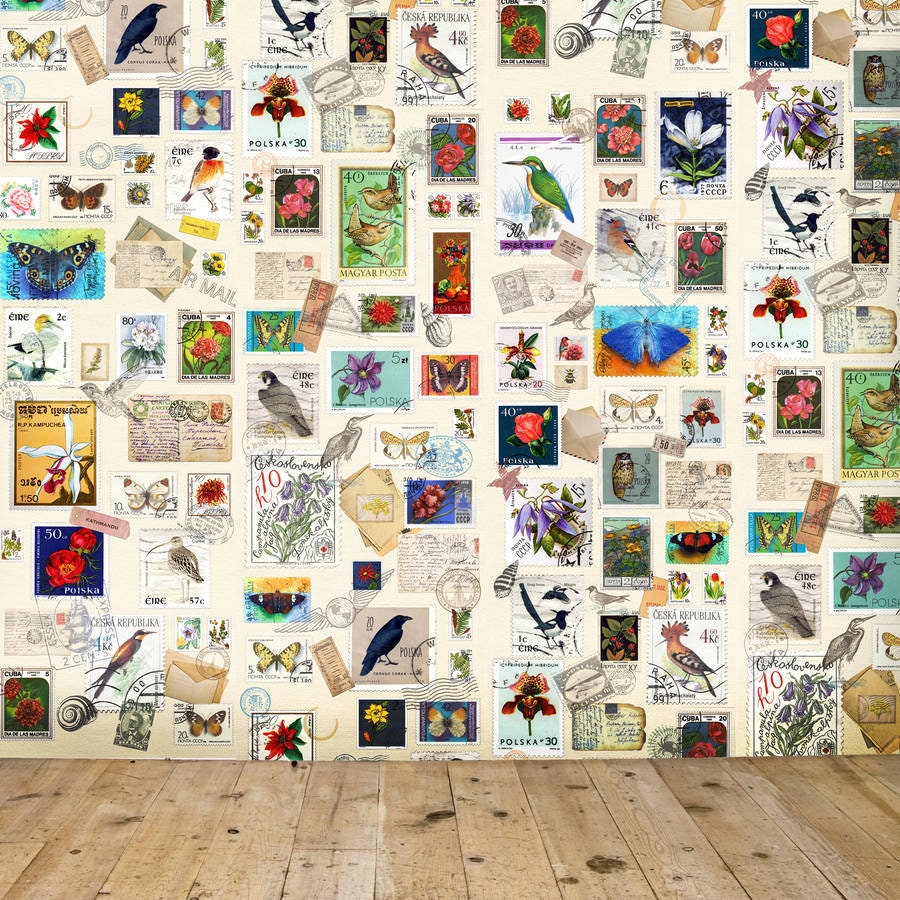 Vintage Postage Stamp Wallpaper - Etsy