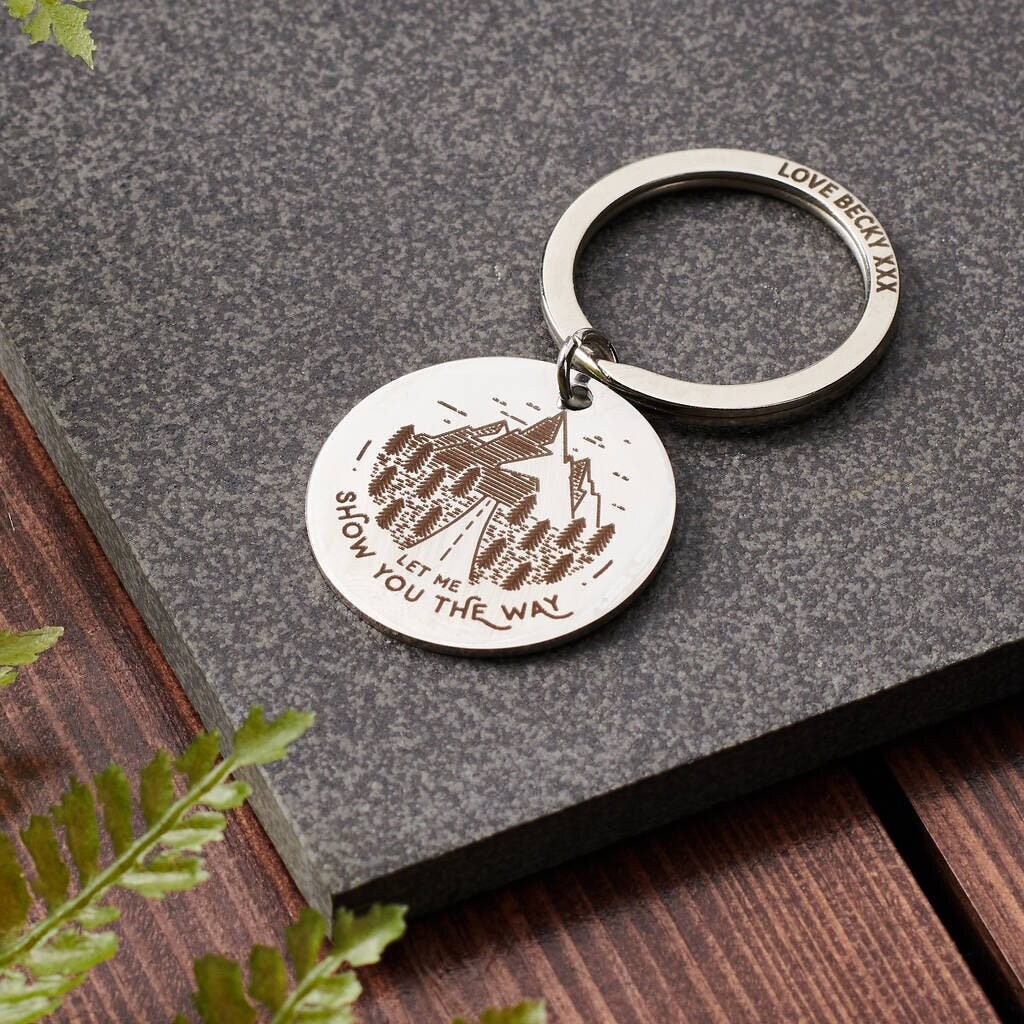Personalised Adventure Mountain Metal Keyring