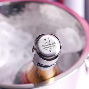 Personalised Anniversary Luxe Champagne Stopper, Custom Milestone Gift, Engraved Anniversary Keepsake, Steel Anniversary