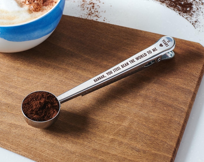 Personalised Couples 11th Steel Anniversary Coffee Scoop