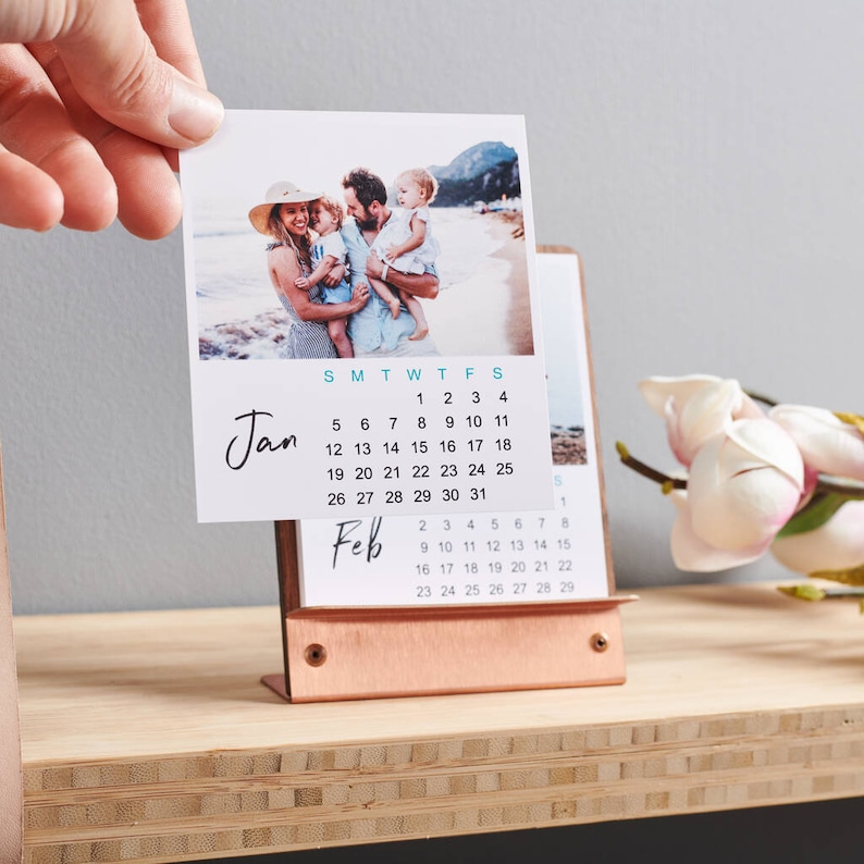 Personalised Copper And Walnut Photo Calendar image 1