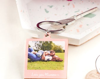 Personalised Wooden Pastel Photo Keyring